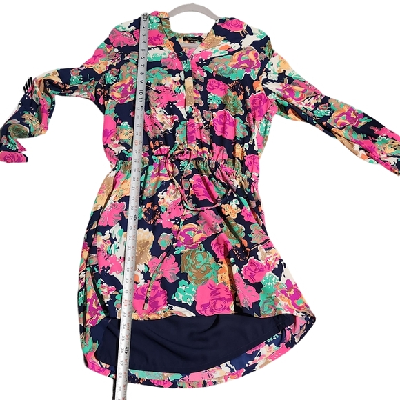 DALIA Dress Size 10 Floral Feminine Long Sleeve Midi Romantic Tropical Vacation - Picture 7 of 13